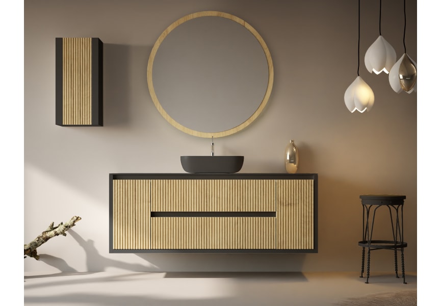 Meuble de salle de bain avec plan de toilette en bois massif Alpes 13 Bruntec principal 1