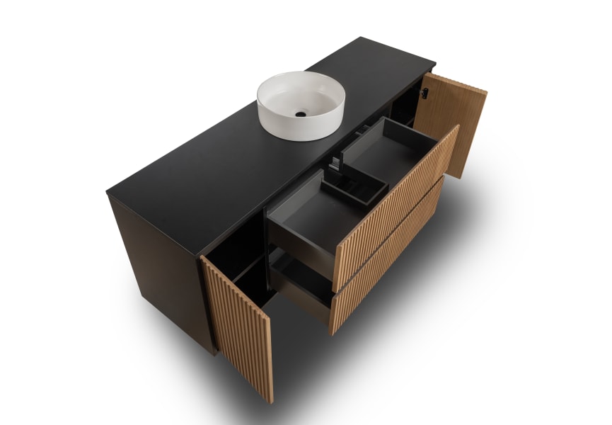 Meuble de salle de bains avec plan de toilette en bois massif Alpes 13 Bruntec détail 7