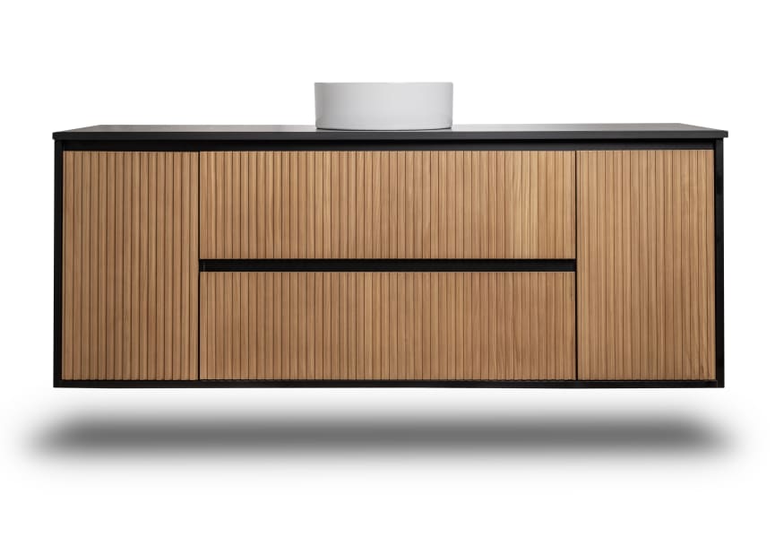 Meuble de salle de bains avec plan de toilette en bois massif Alpes 13 Bruntec détail 6