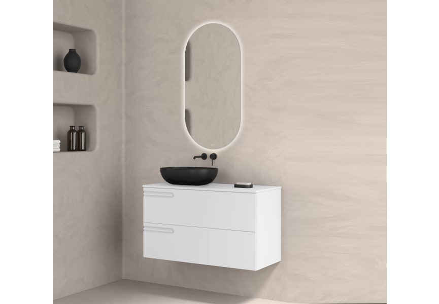 Meuble de salle de bains avec plan de toilette en bois Econic Royo principal 1