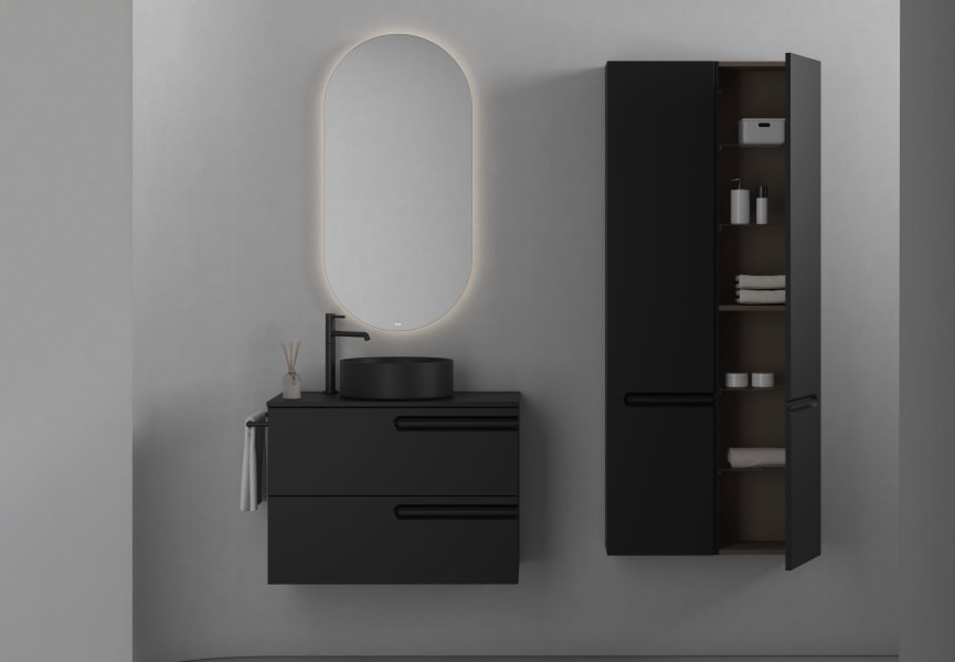 Meuble de salle de bains avec plan de toilette en bois Econic Royo principal 3