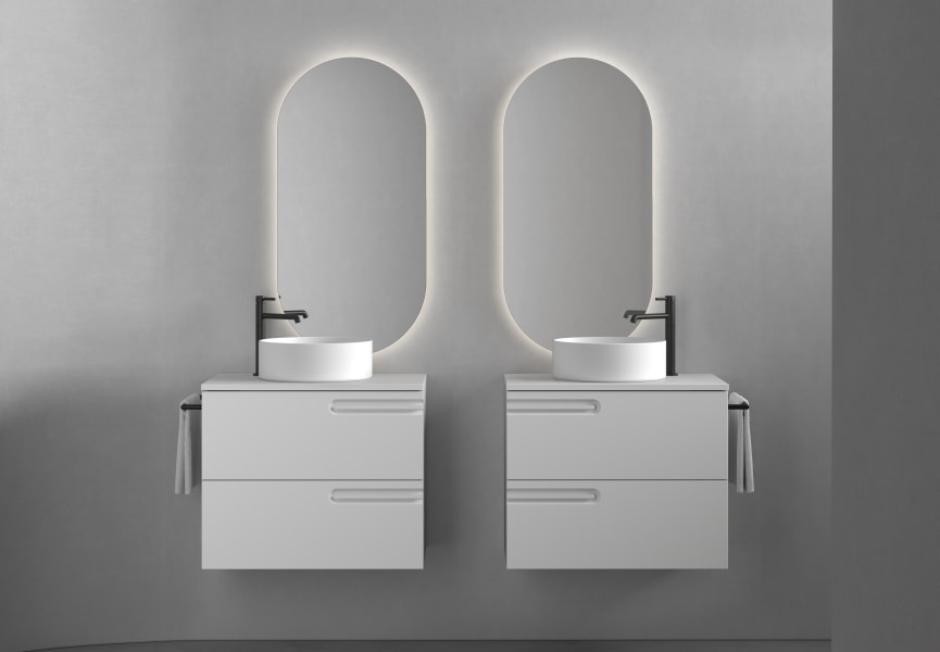 Meuble de salle de bains avec plan de toilette en bois Econic Royo principal 2