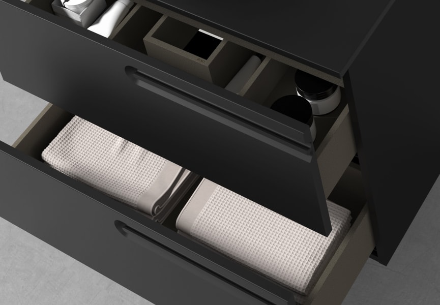 Meuble de salle de bains avec plan de toilette en bois Econic Royo détail 6