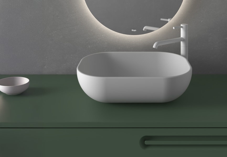 Meuble de salle de bains avec plan de toilette en bois Econic Royo détail 5