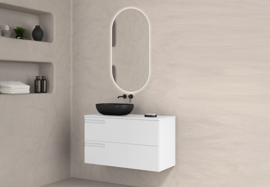 Meuble de salle de bains avec plan de toilette en bois Econic Royo principal 1