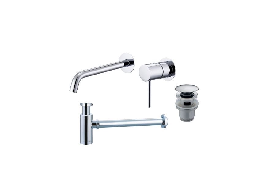 Pack Monza robinetterie de lavabo encastrée + bonde click-clack + siphon rond apparent Imex principal 0