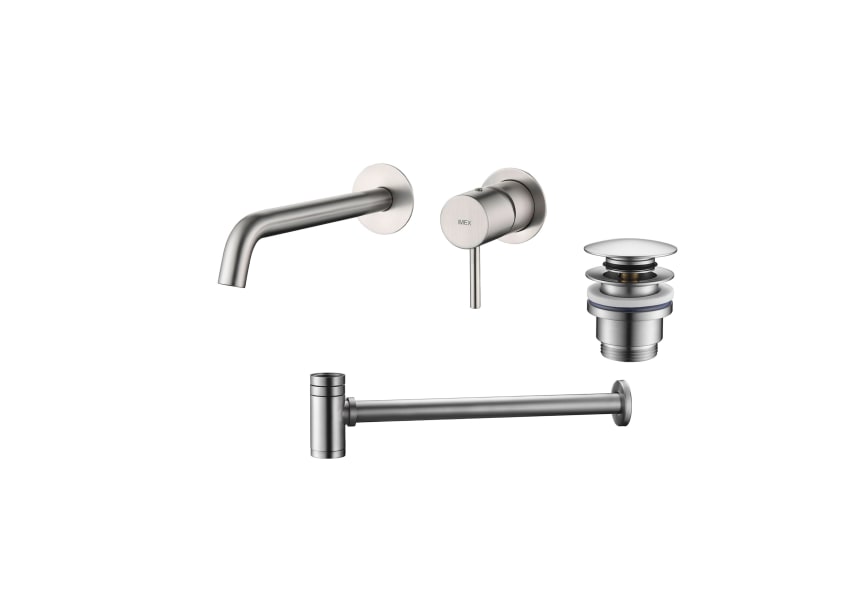 Pack robinetterie de lavabo encastrée Monza  + valve clic-clac + siphon rond apparent Imex principal 5