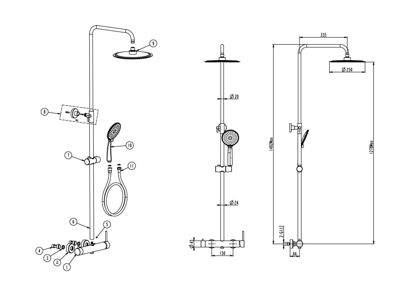 Ensemble douche et baignoire à Inverter R Gme croquis 8