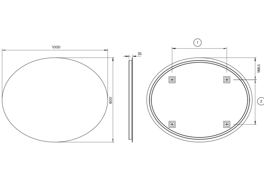 Ledimex Miroir de salle de bain Oval avec éclairage LED croquis 9