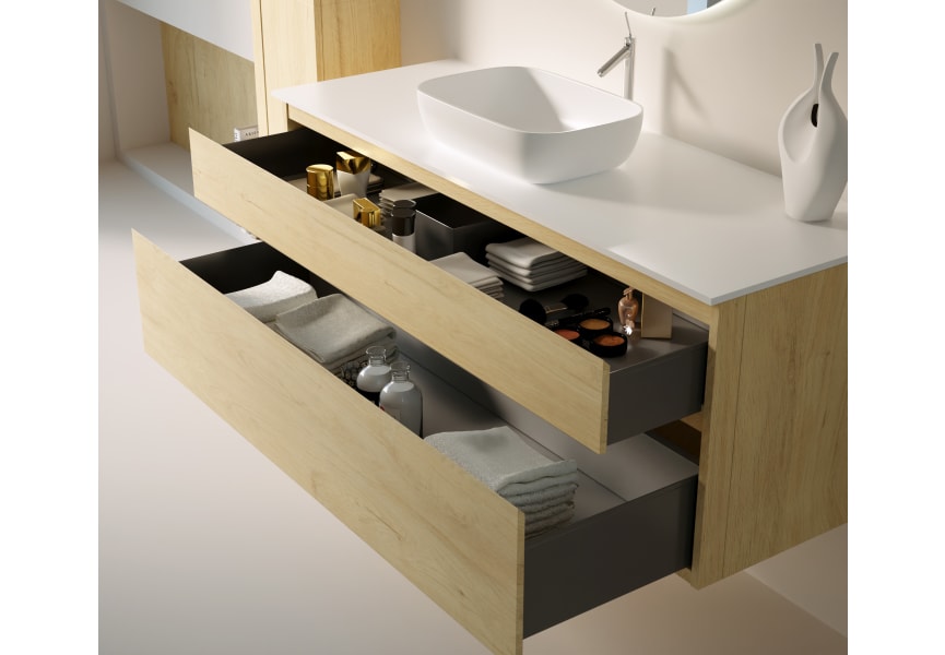Meubles de salle de bains avec plan de toilette Solid surface Alpes 1 Bruntec détail 2