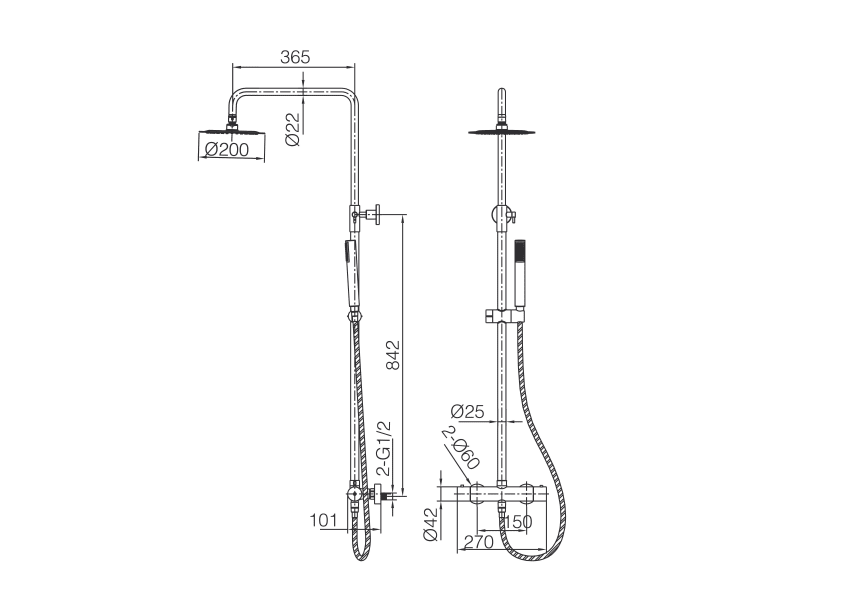 Ensemble de douche et baignoire Genova Imex croquis 16