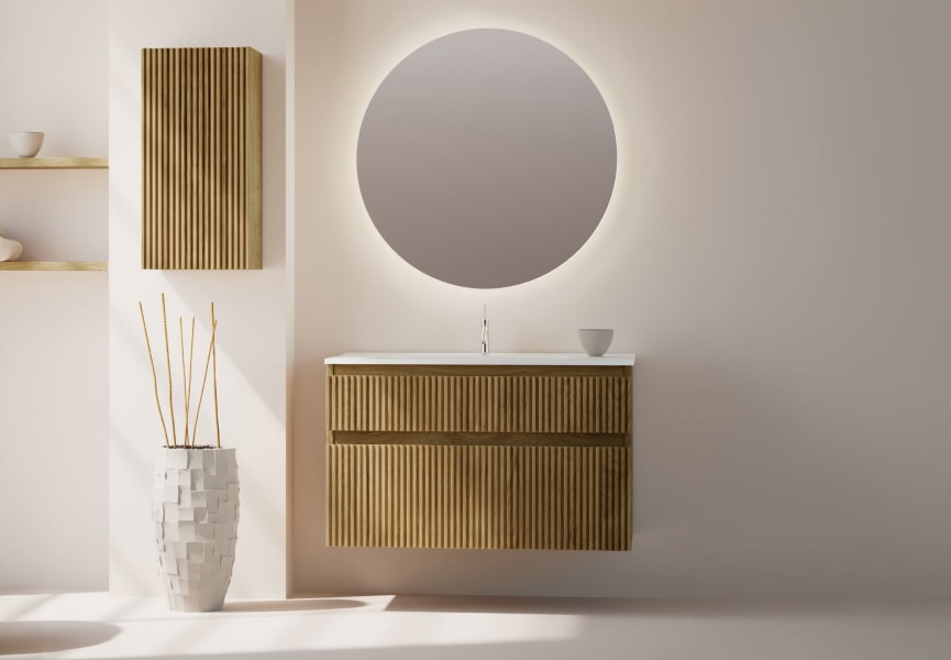 Ensemble de meubles de salle de bain en bois massif Bruntec Alpes 2 rainures Bruntec environnement 4