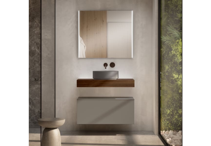 Meuble de salle de bains avec plan de toilette en bois de 10 cm de hauteur couleur Valenti avec caisson Nomad Visobath principal 3