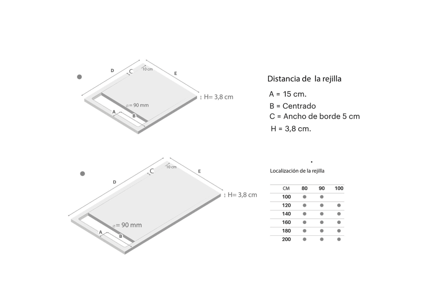 Receveur de douche en résine Canto Doccia croquis 7