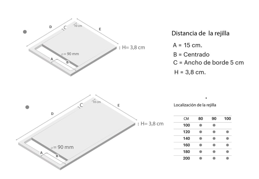 Receveur de douche en résine Canto Doccia croquis 15