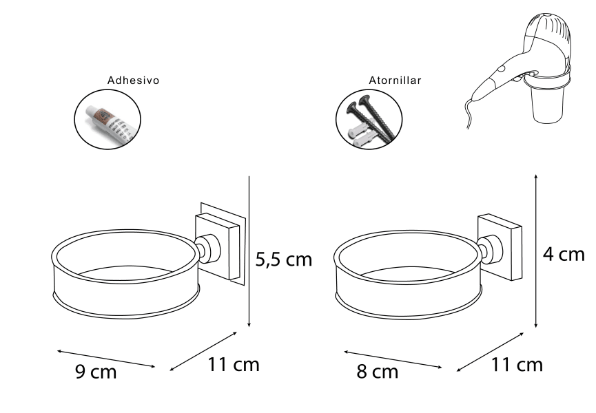 Support pour sèche-cheveux 501 Bruntec croquis 1