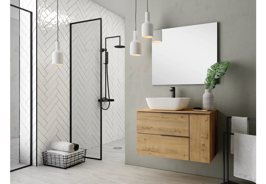 Meuble de salle de bains avec plan de toilette en bois Coban Bruntec principal 0