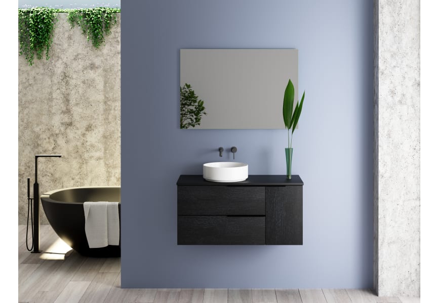 Meuble de salle de bains avec plan de toilette en bois Coban Bruntec principal 2