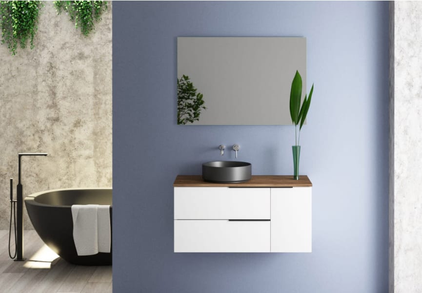 Meuble de salle de bains avec plan de toilette en bois Coban Bruntec principal 3