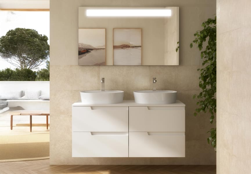 Meuble de salle de bains avec plan de toilette dans la même couleur que le meuble Vima Salgar principal 2
