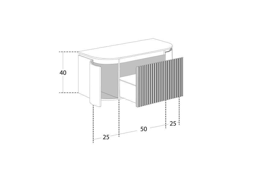 Meuble de salle de bain en frêne massif avec plan de toilette Solid Surface Evo Curve Bruntec croquis 4