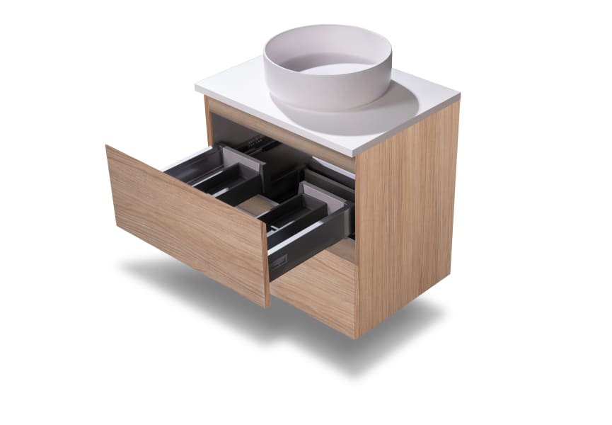 Nivo Bruntec petit meuble de salle de bain 2 tiroirs suspendu détail 4
