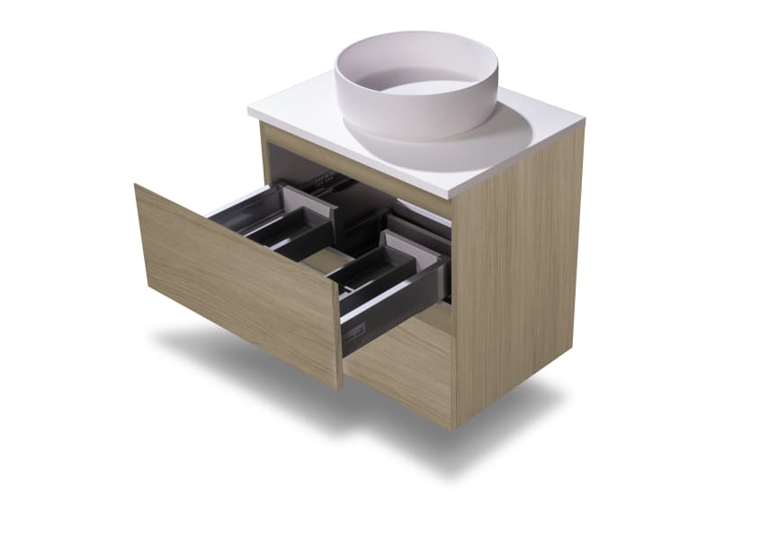 Nivo Bruntec petit meuble de salle de bain 2 tiroirs suspendu détail 6