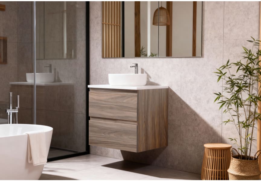 Nivo Bruntec petit meuble de salle de bain 2 tiroirs suspendu principal 1