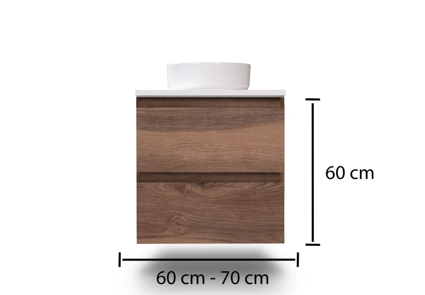 Nivo Bruntec petit meuble de salle de bain 2 tiroirs suspendu croquis 9