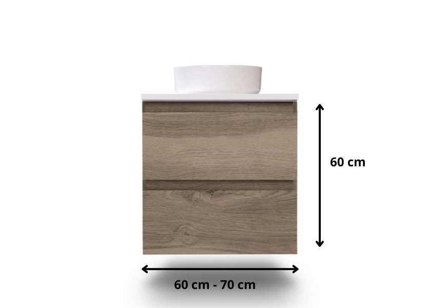 Nivo Bruntec petit meuble de salle de bain 2 tiroirs suspendu croquis 11