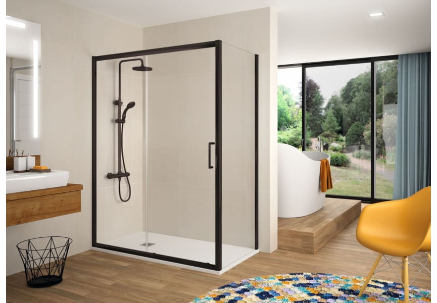 Paroi de douche Bella noir mat (BL607+BL602+BL103) Kassandra principal 0