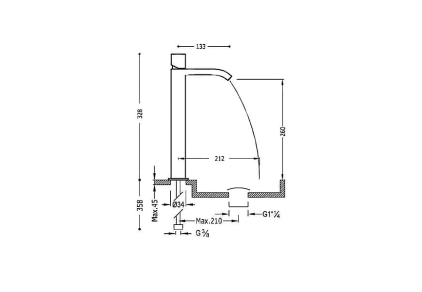 Robinet de lavabo Cuadro Tres croquis 1