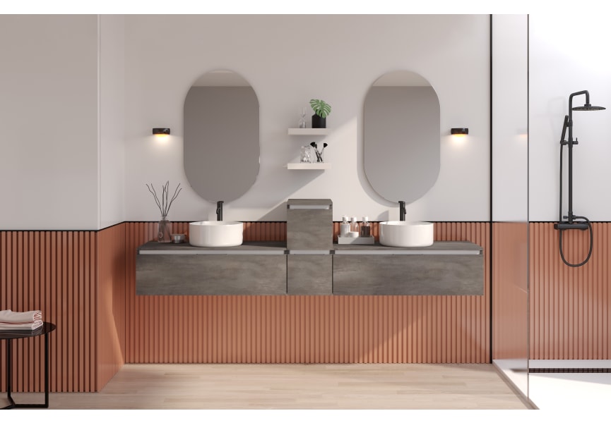 Meuble de salle de bains avec plan de toilette en bois Aqua Campoaras principal 1