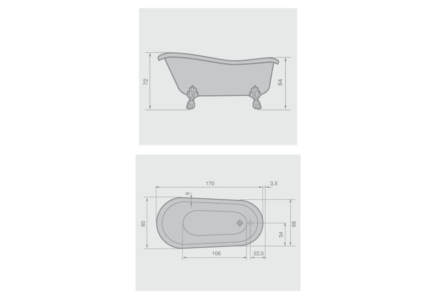 Baignoire autoportante Época Baños 10 croquis 3