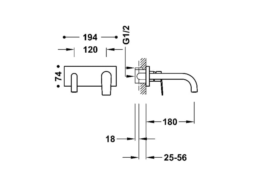 Project Tres mitigeur encastré de lavabo croquis 7