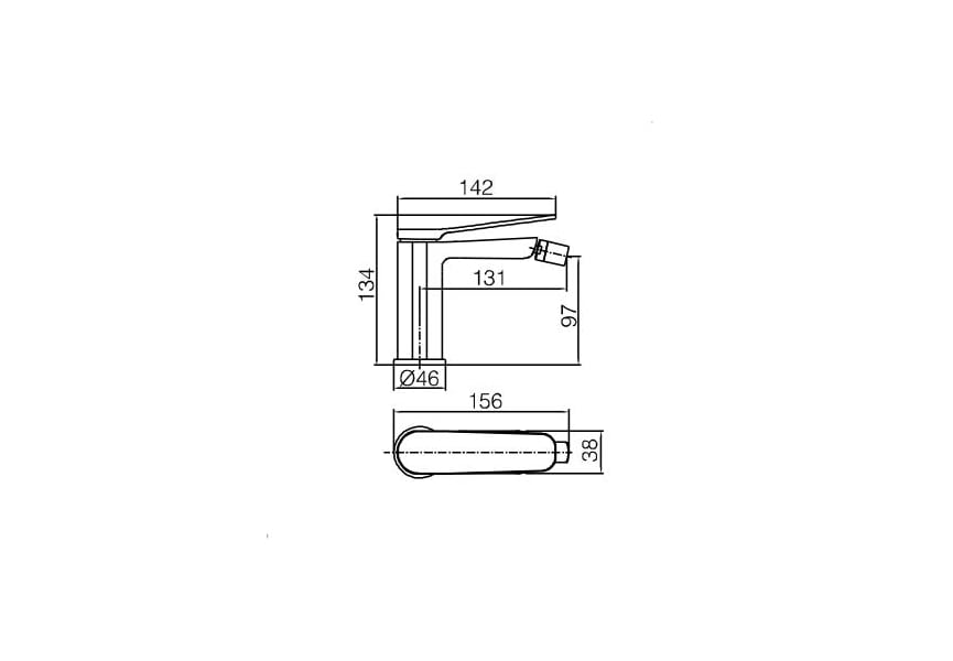 Mitigeur de bidet Dinamarca Imex croquis 3