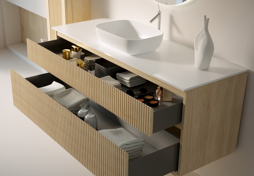 Meubles de salle de bains avec plan de toilette Solid surface Alpes 5  Bruntec détail 2