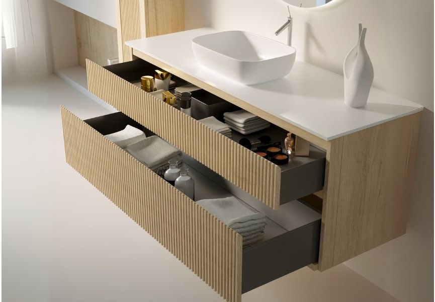Meubles de salle de bains avec Plan de toilette Alpes 5 Solid surface Bruntec détail 2