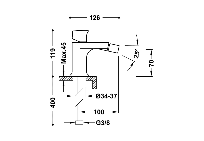 mitigeur de bidet Project Tres croquis 12