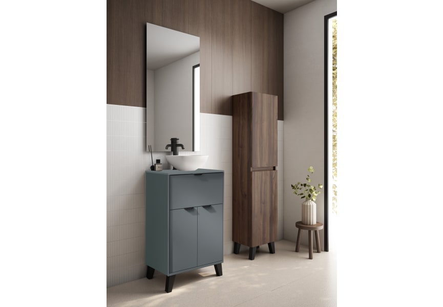 Ensemble meuble de salle de bains faible profondeur 35,5 cm avec lavabo Midi Visobath sur plan de toilette principal 1
