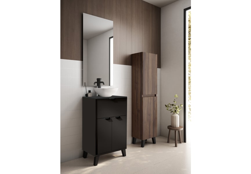 Ensemble meuble de salle de bains faible profondeur 35,5 cm avec lavabo Midi Visobath sur plan de toilette principal 2
