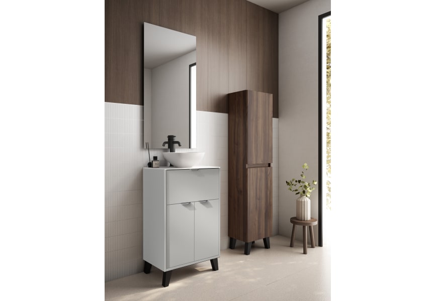 Ensemble meuble de salle de bains faible profondeur 35,5 cm avec lavabo Midi Visobath sur plan de toilette principal 3