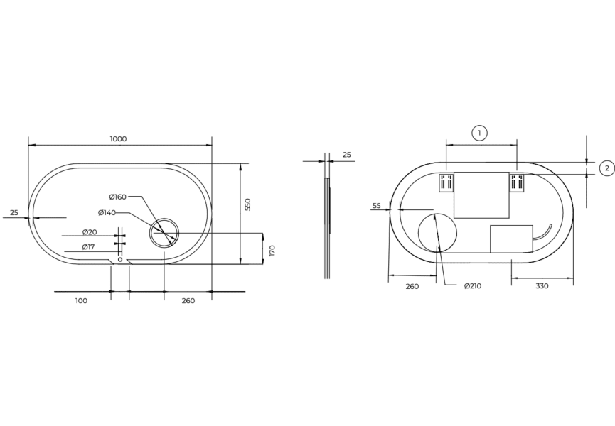 Indiana Ledimex Miroir de salle de bain LED avec éclairage croquis 9