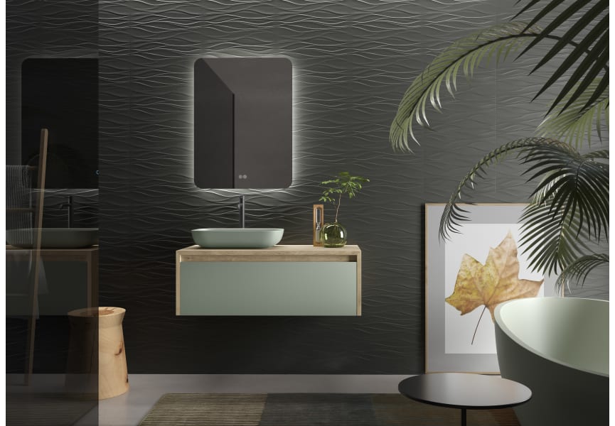 Meuble de salle de bains Lambda avec plan de toilette en bois Coycama principal 1