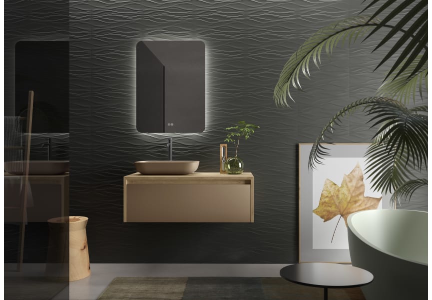 Meuble de salle de bains Lambda avec plan de toilette en bois Coycama principal 3