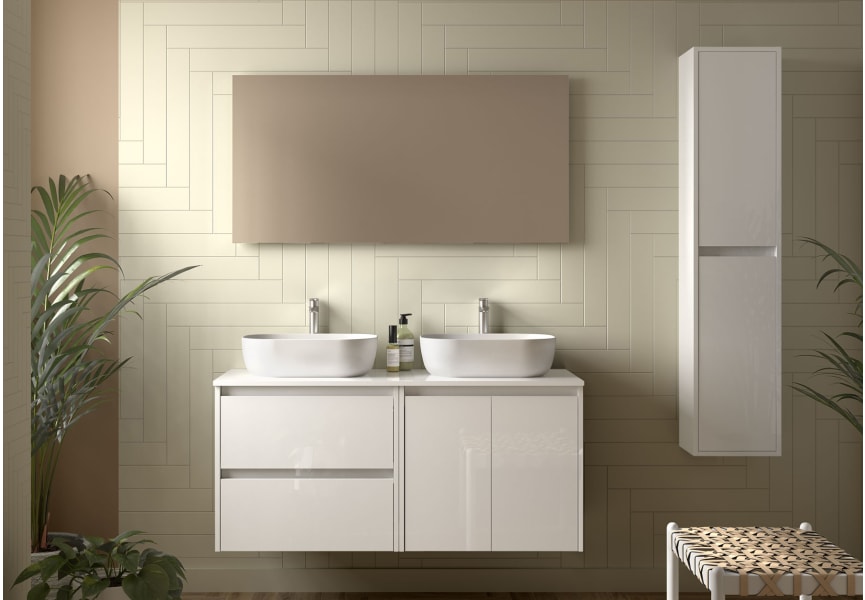 Meubles de salle de bains avec plan de toilette en bois Noja Salgar principal 2