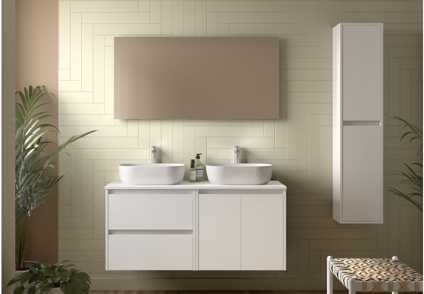Meubles de salle de bains avec plan de toilette en bois Noja Salgar principal 3