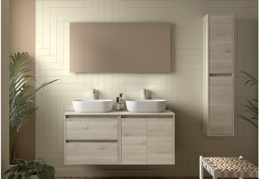 Meubles de salle de bains avec plan de toilette en bois Noja Salgar principal 1