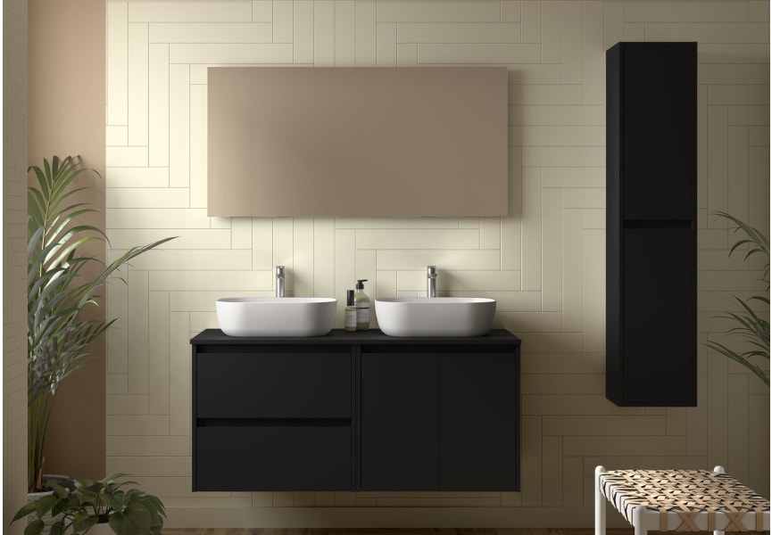 Meubles de salle de bains avec plan de toilette en bois Noja Salgar principal 4