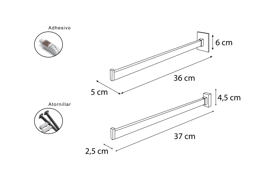 Porte-serviettes de salle de bain latéral Aries/Leo Mediterranea de baño croquis 4